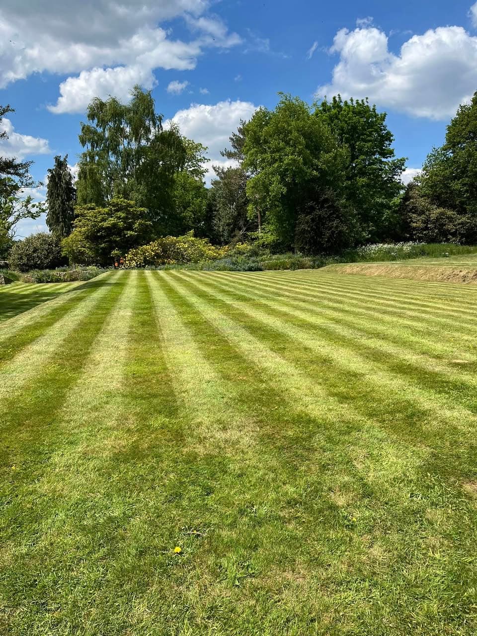 Large lawn with pristine striped finish